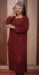 3D Viscose Luxe Kurtis - Chikankari official