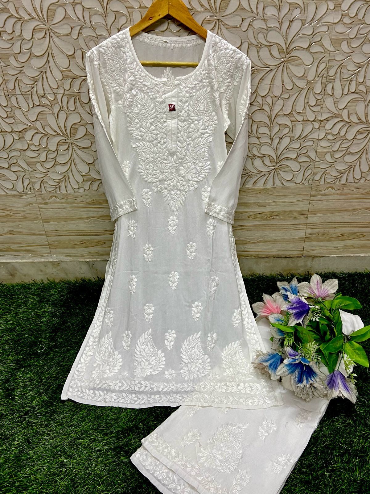 3d Work Heavy Silk Rayon Combo - Chikankari official