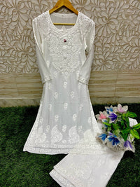 3d Work Heavy Silk Rayon Combo - Chikankari official
