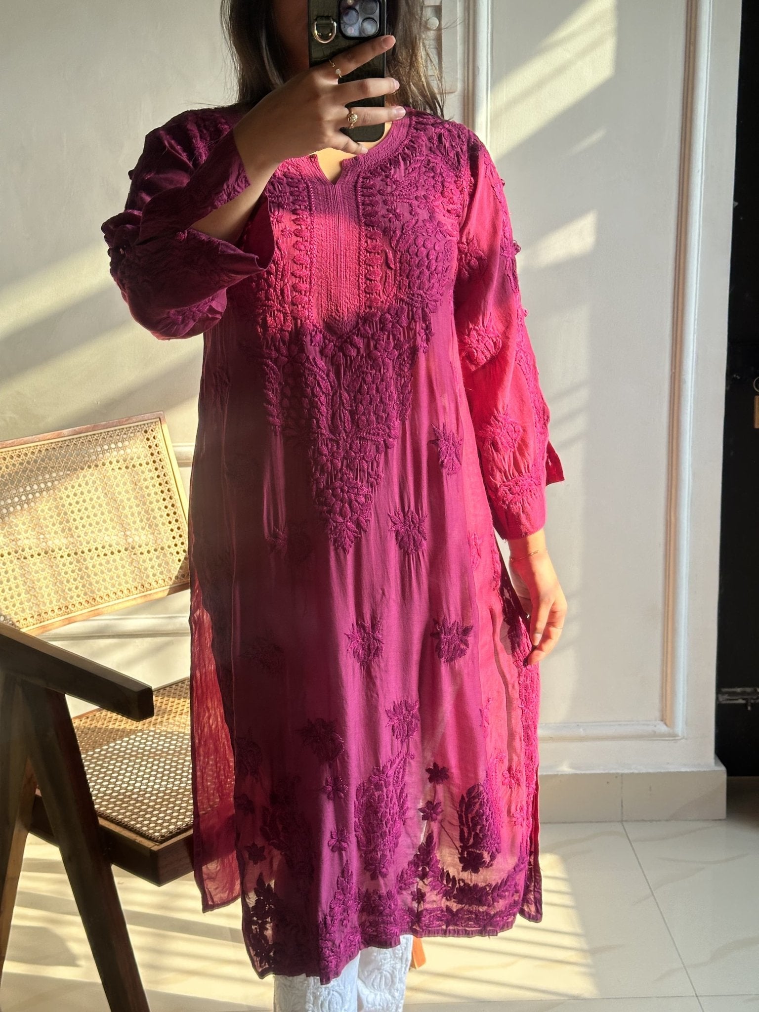 3D work Light weight Butter soft Fancy Muslin kurta & Pant - Chikankari official