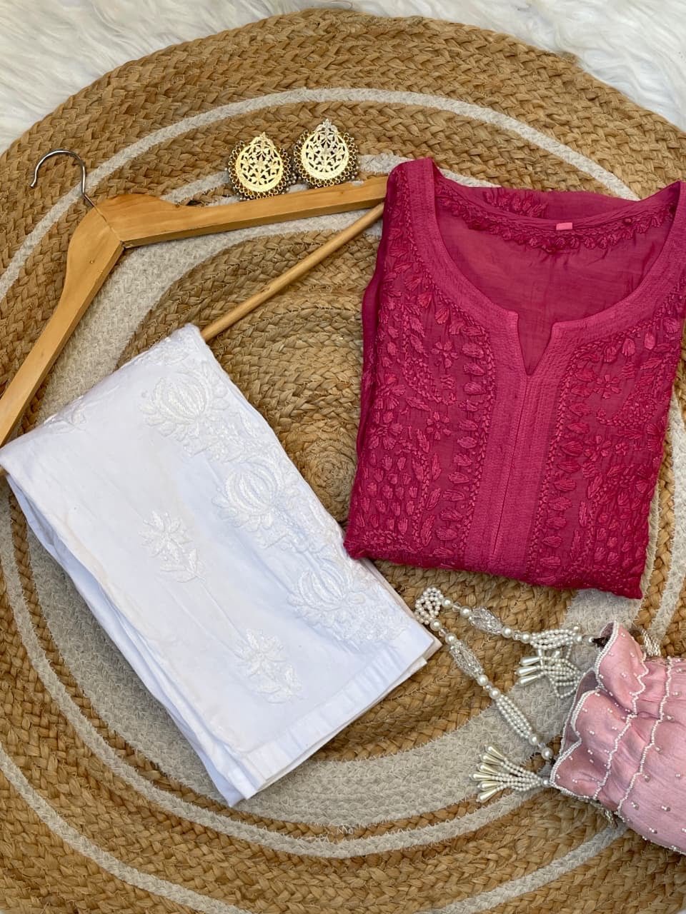 3D work Light weight Butter soft Fancy Muslin kurta & Pant - Chikankari official