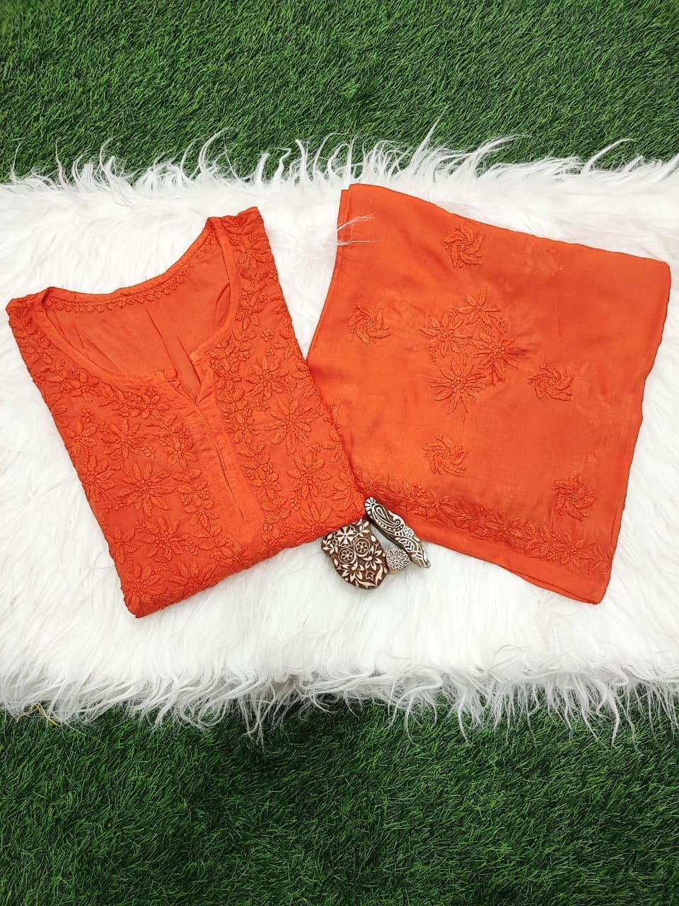 3d Worked Chikankari Co - ord set - Chikankari official