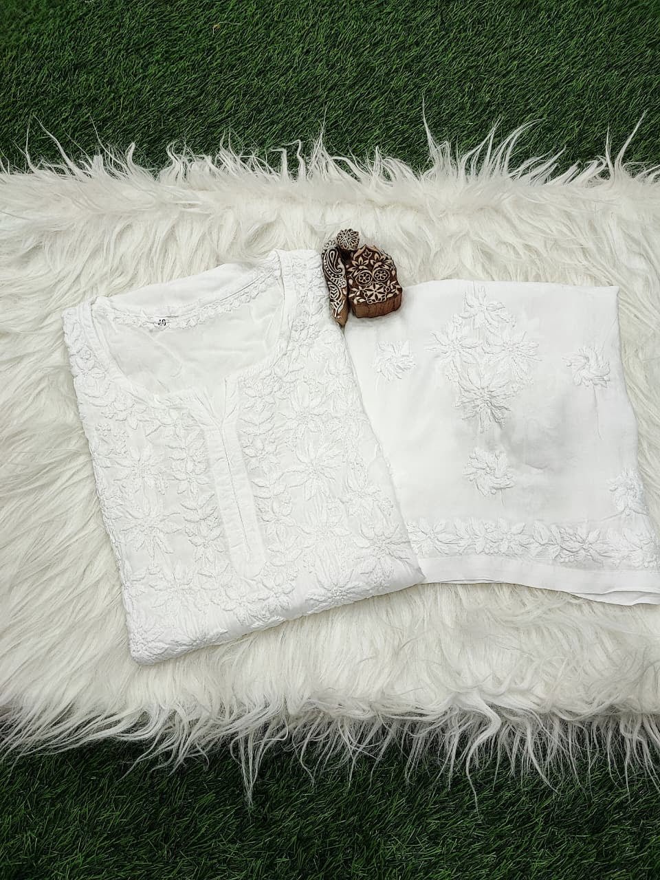 3d Worked Chikankari Co - ord set - Chikankari official