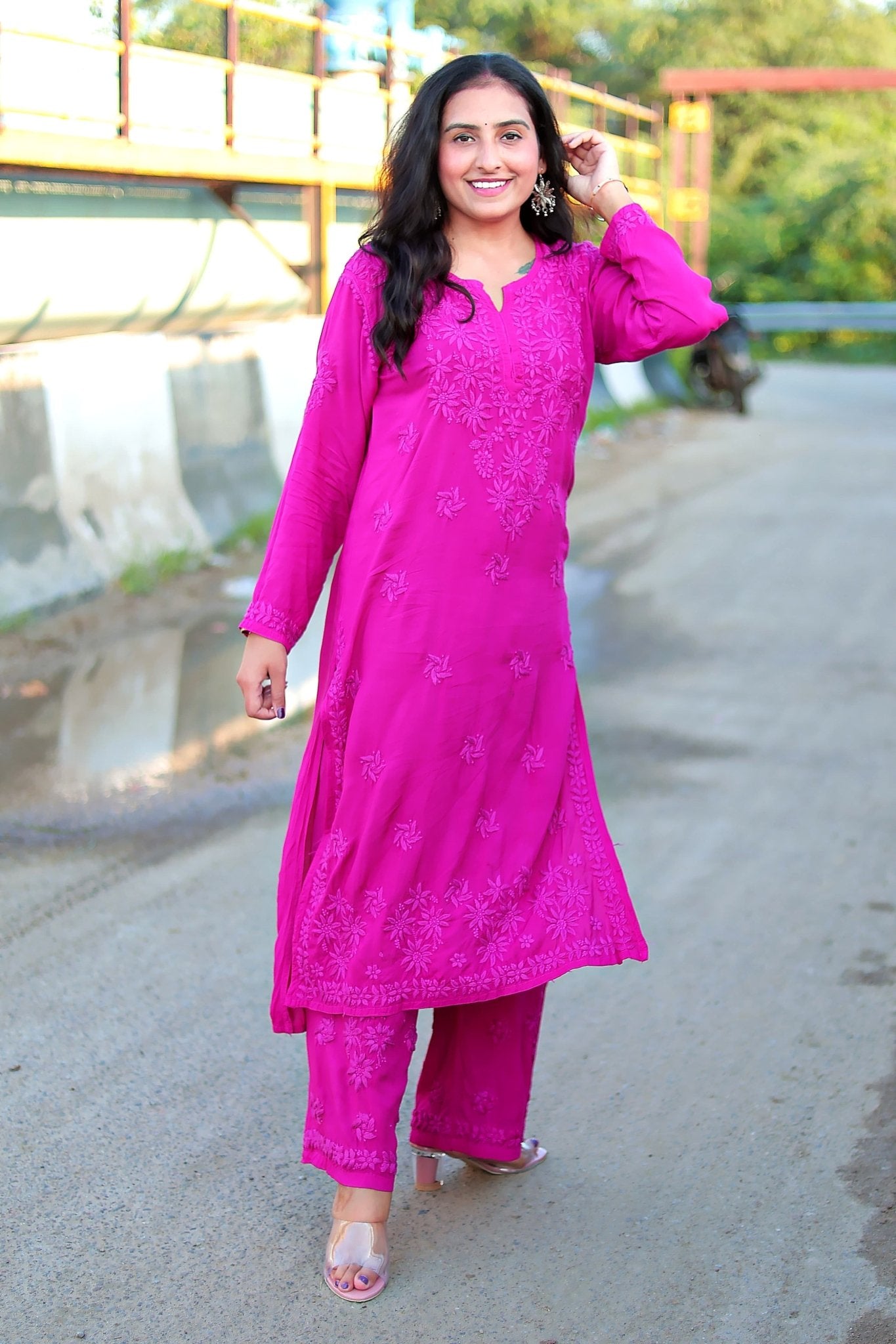 3d Worked Chikankari Co - ord set - Chikankari official