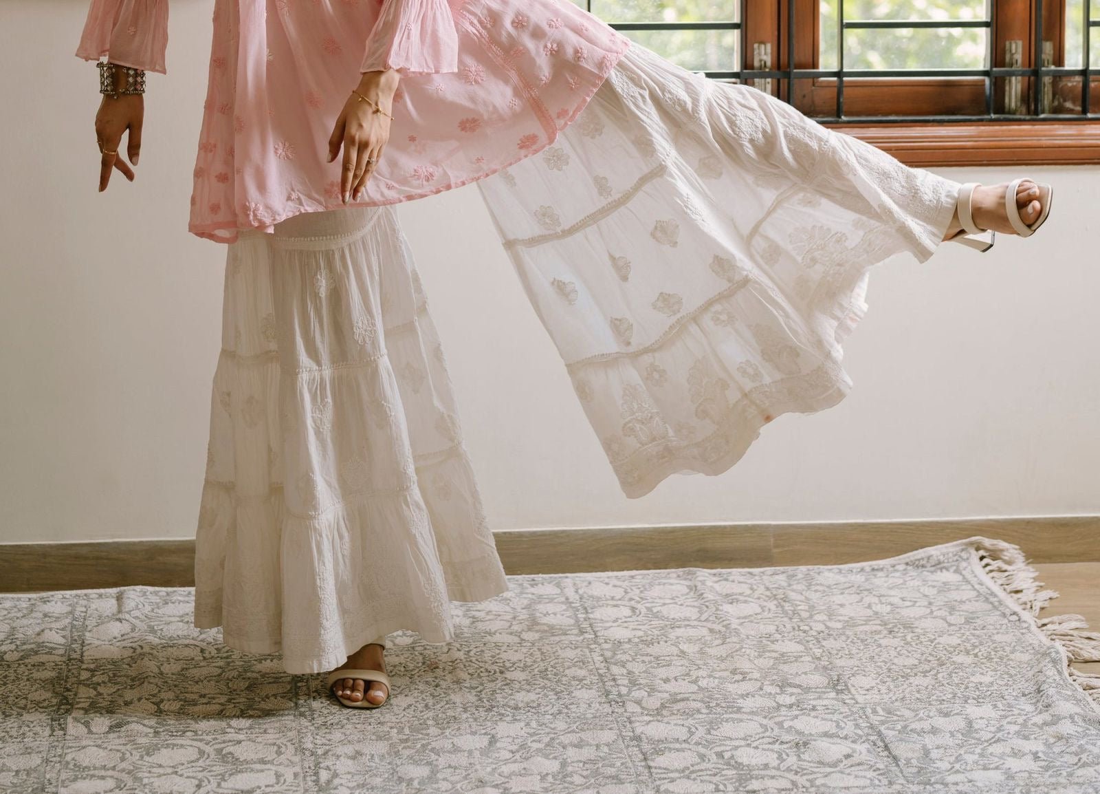 4 Layer 3D Gharara - Chikankari official