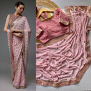 Sequins Baby Peach heavy Faux Georgette saree