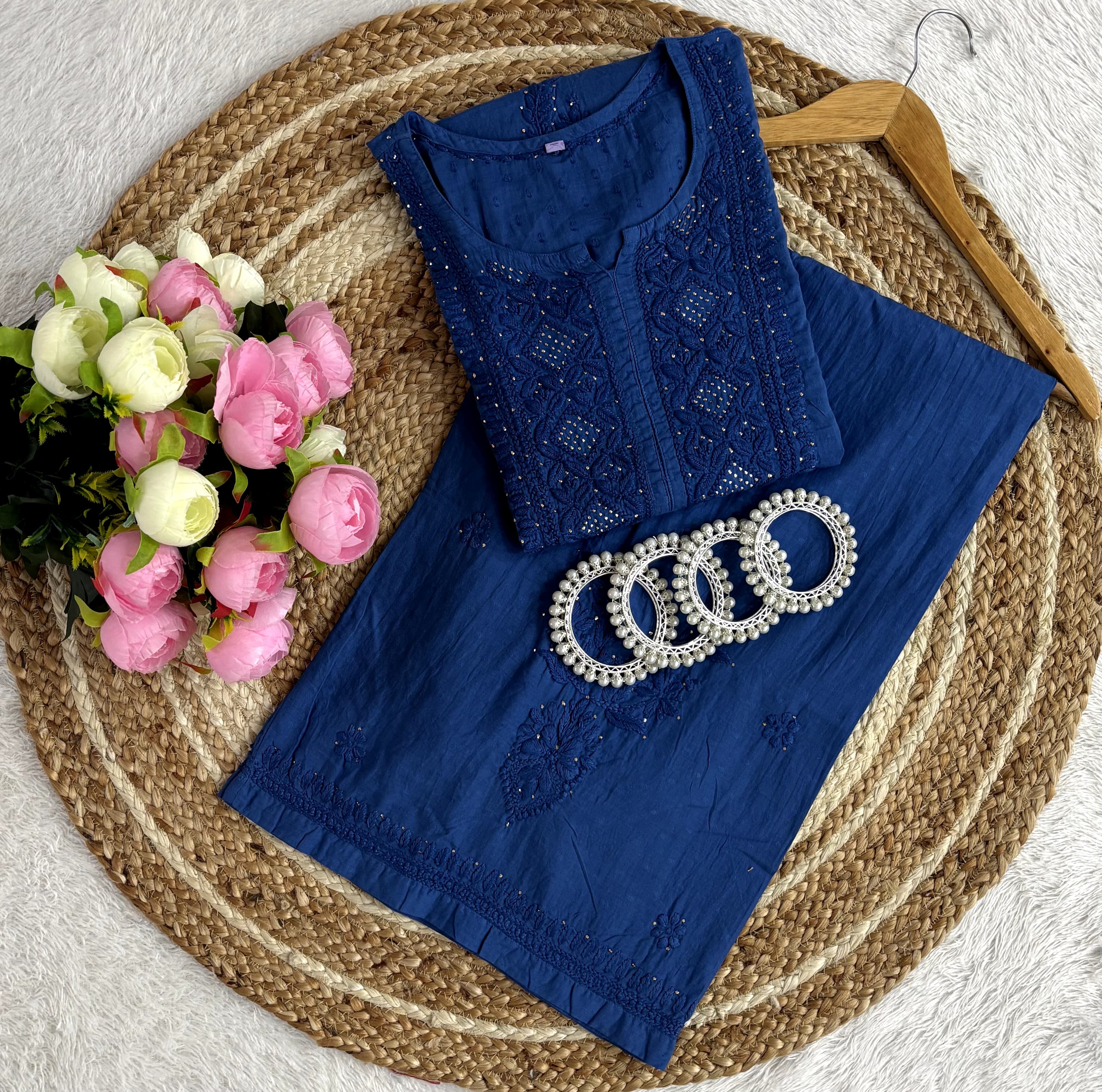 3D anchor Square Gala Muqaish thread Hand work 2pc Set