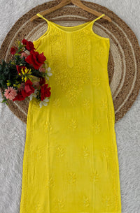 Ghass patti Hand Work sleevless Rayon long top