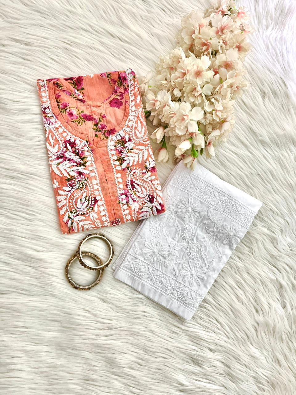 Mul Print Embroidered Soft comfy kurta