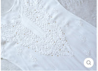 Zoya White Long rayon Muqaish Work kurta & Plazzo 2pc