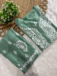 Rayon white embroidered Kurta and plazzo