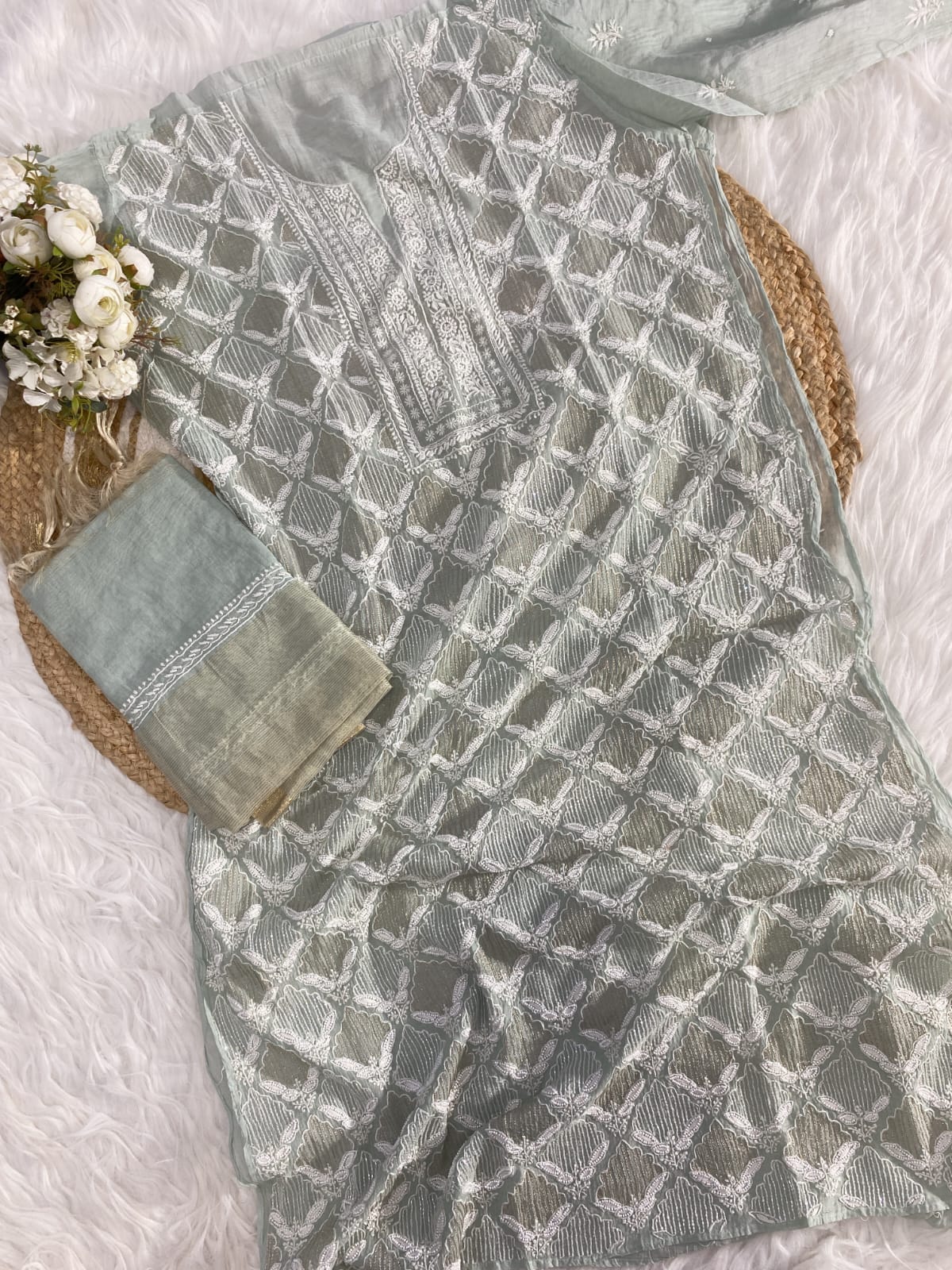 Pure Soft Mul Chanderi Chikankari