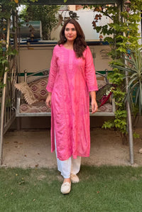 Gala Panel Buta Aplic designed Chikankari Kurta
