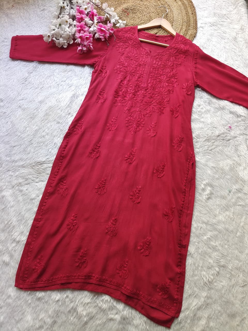 Rangrez Soft Rayon Comfort chikankari All day wear Kurti