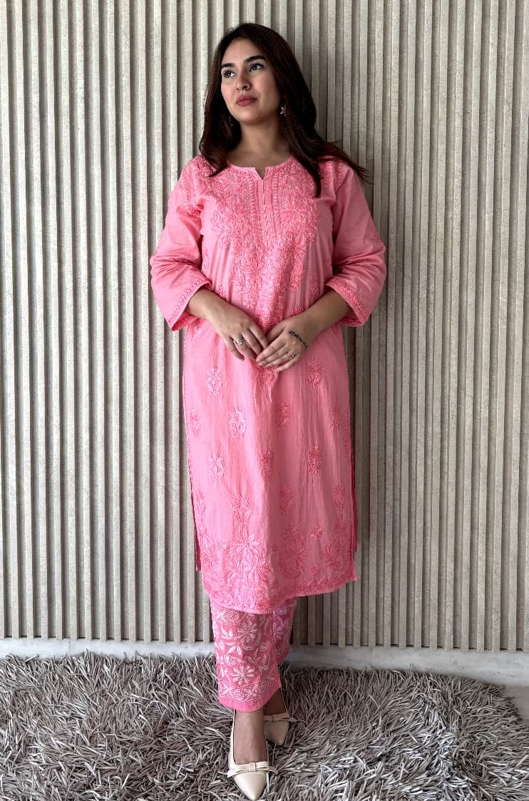 Heavy work cotton kurti with 3d work Pant