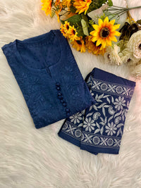 Dobby Cotton White embroidered chikankari Set