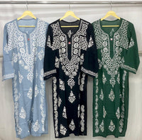 Modal cotton Big flower buta kurta