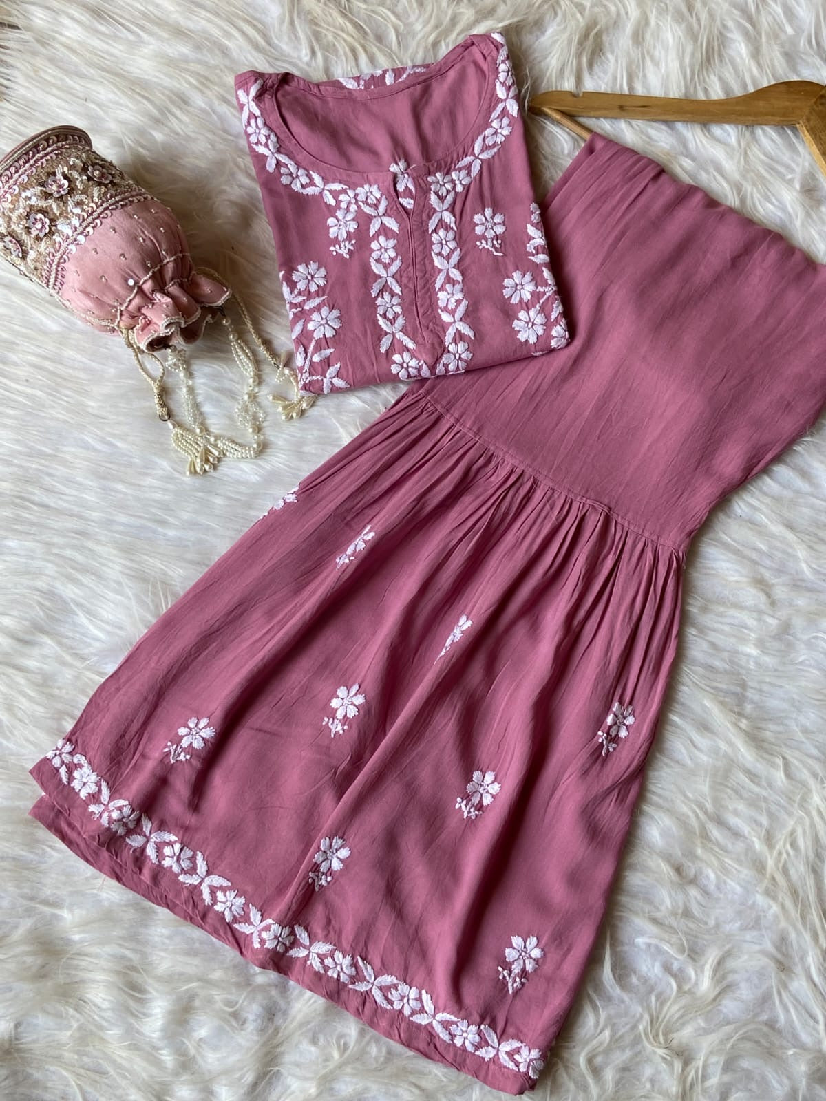 Rayon Soft Chikankari Gharara Set