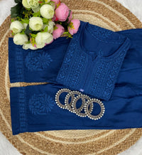 3d Chikankari pure chanderi Set