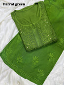 Heavy Muqaish work zoya Rayon Soft 3pc Set