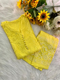 Dobby Cotton White embroidered chikankari Set