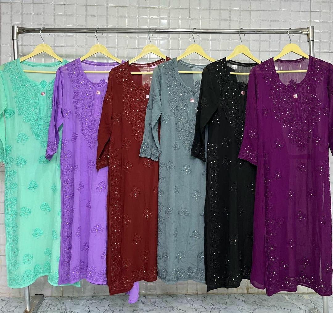 Small Sizes Viscose Muqaish Chikankari