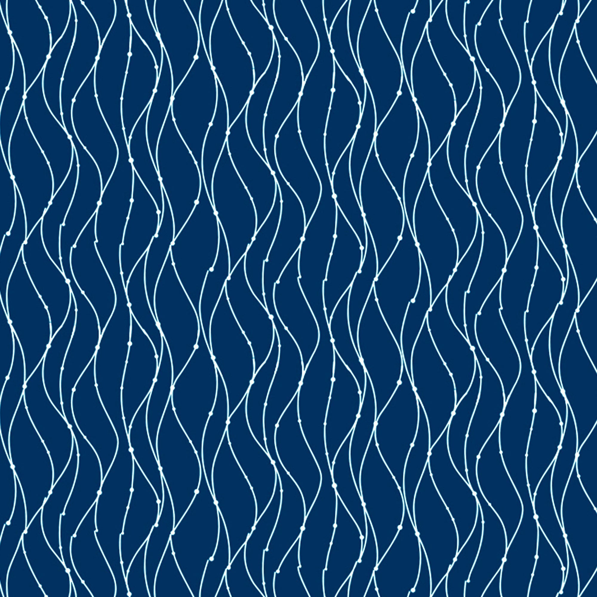 2 Pcs Blackout Foil Blue & Silver Curvy Line Dots Window/Door/Long Door Curtains