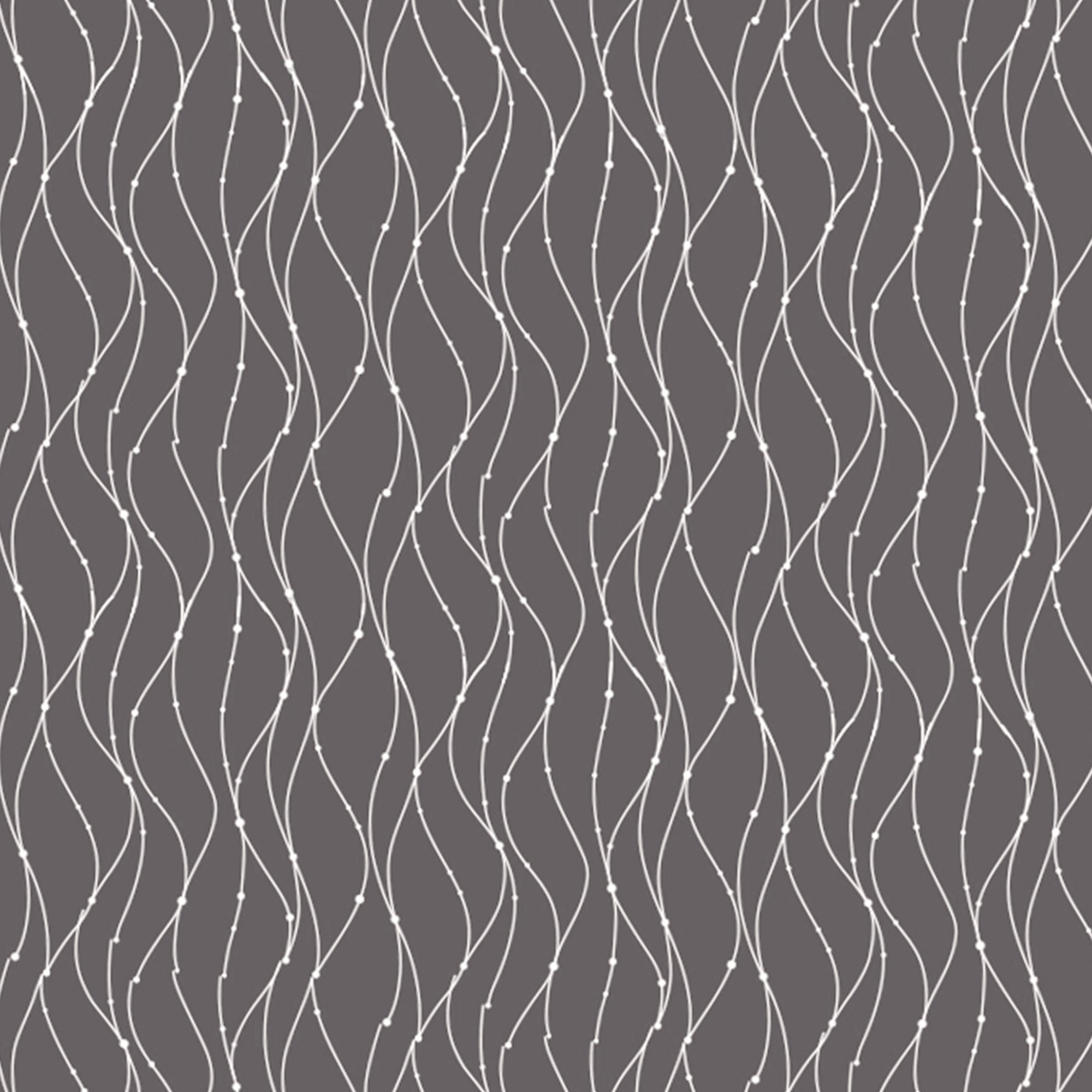 2 Pcs Blackout Foil Grey & Silver Curvy Line Dots Window/Door/Long Door Curtains