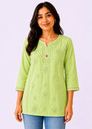 Rayon Dyeable Short Handwork Buta Top