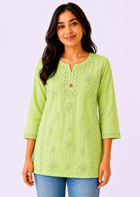 Rayon Dyeable Short Handwork Buta Top