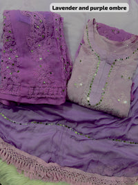 4pc Georgette mirror work Set With Inner - Chikankari official
