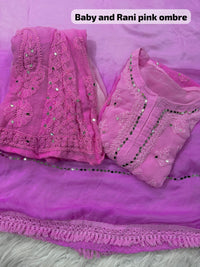 4pc Georgette mirror work Set With Inner - Chikankari official