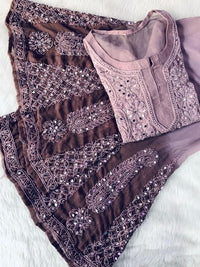 4pc Mirror Work Georgette Set - Chikankari official
