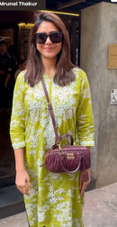 Zainab Chikankari Mulmul Printed Straight Kurta -Green