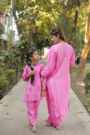 Mother daughter Chikankari soft Pintex chanderi set