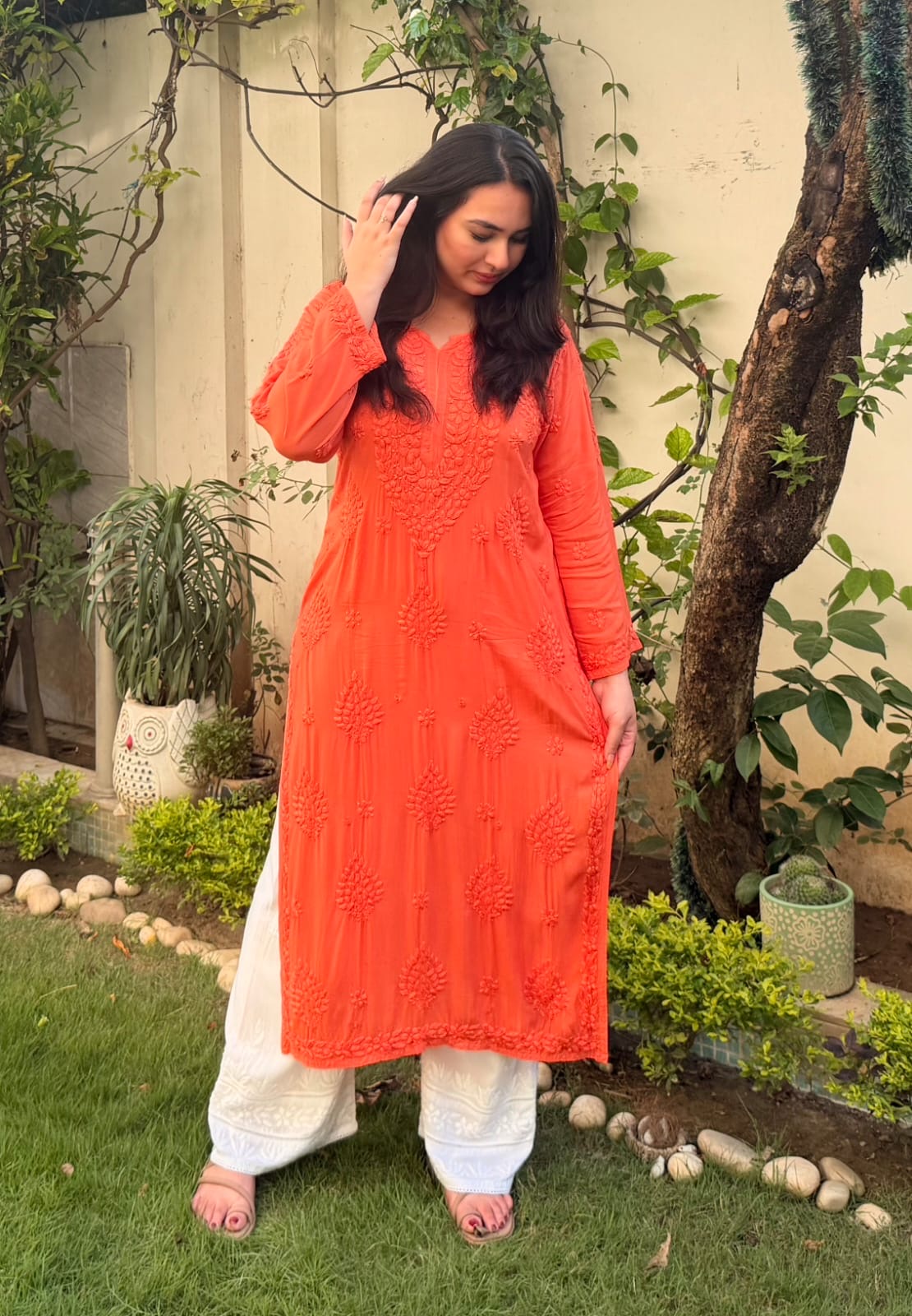 Ghass patti handmade modal kurta set