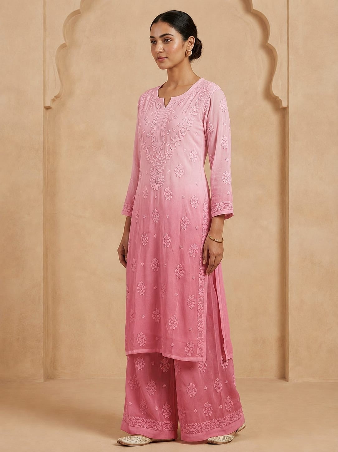 Muslin Co-ord Premium Chikankari Set