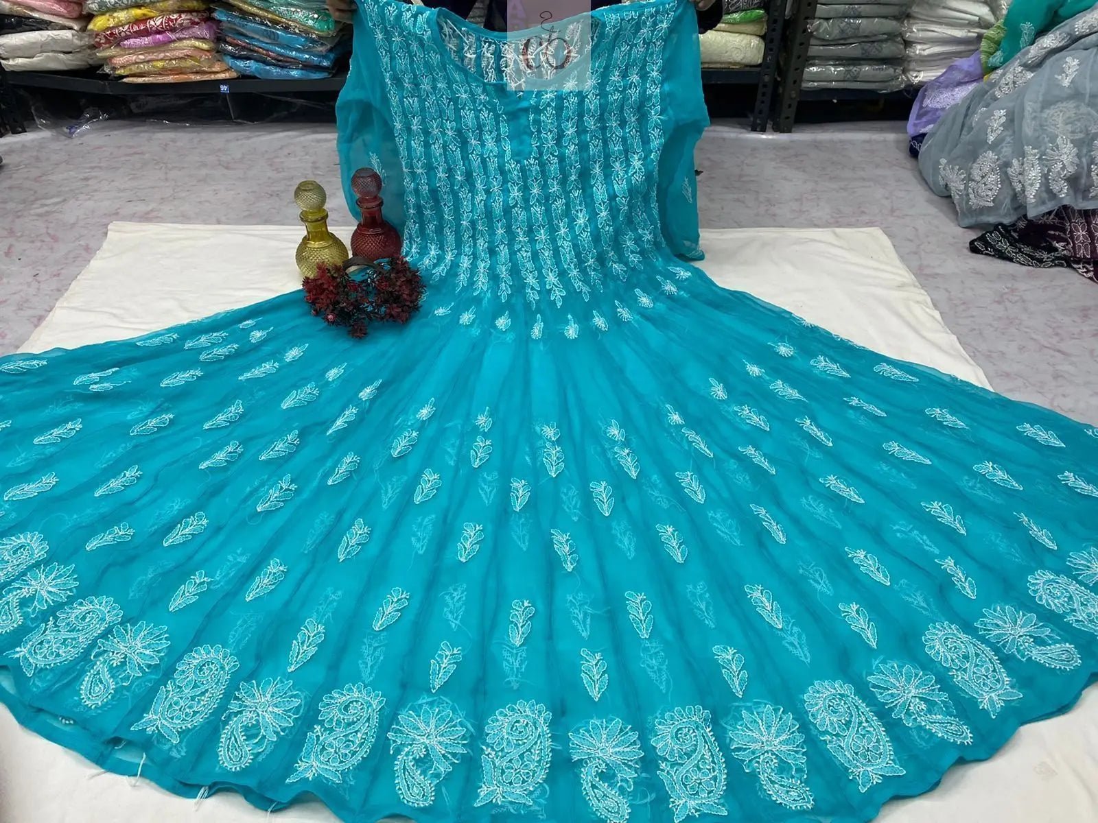 56 Kali Anarkali With A line inner - Chikankari official