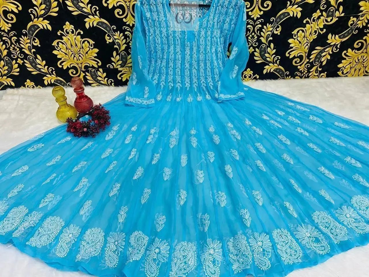56 Kali Anarkali With A line inner - Chikankari official