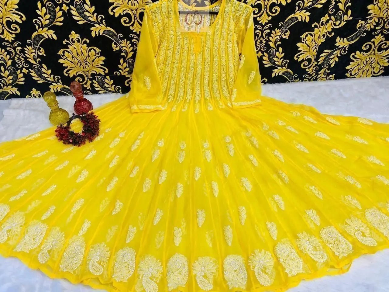 56 Kali Anarkali With A line inner - Chikankari official