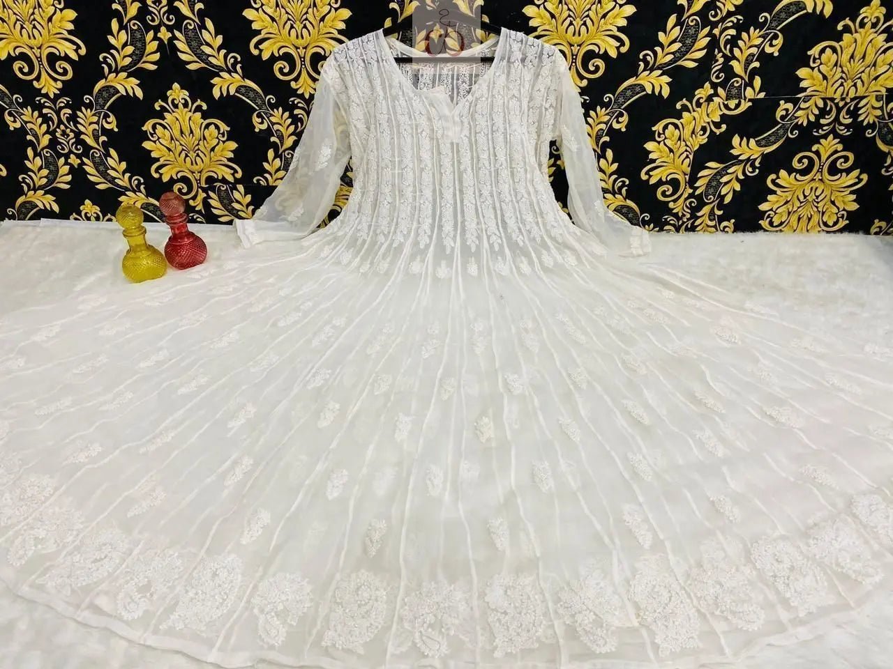 56 Kali Anarkali With A line inner - Chikankari official
