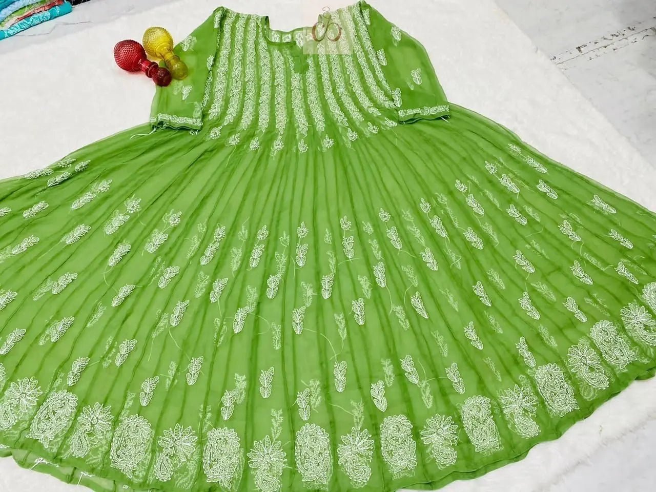 56 Kali Anarkali With A line inner - Chikankari official