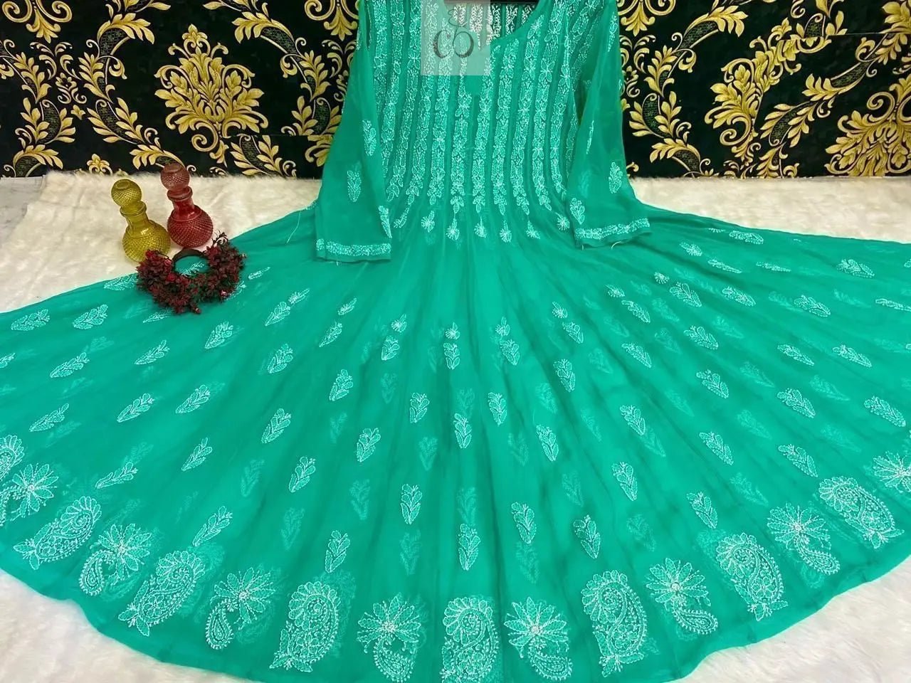56 Kali Anarkali With A line inner - Chikankari official