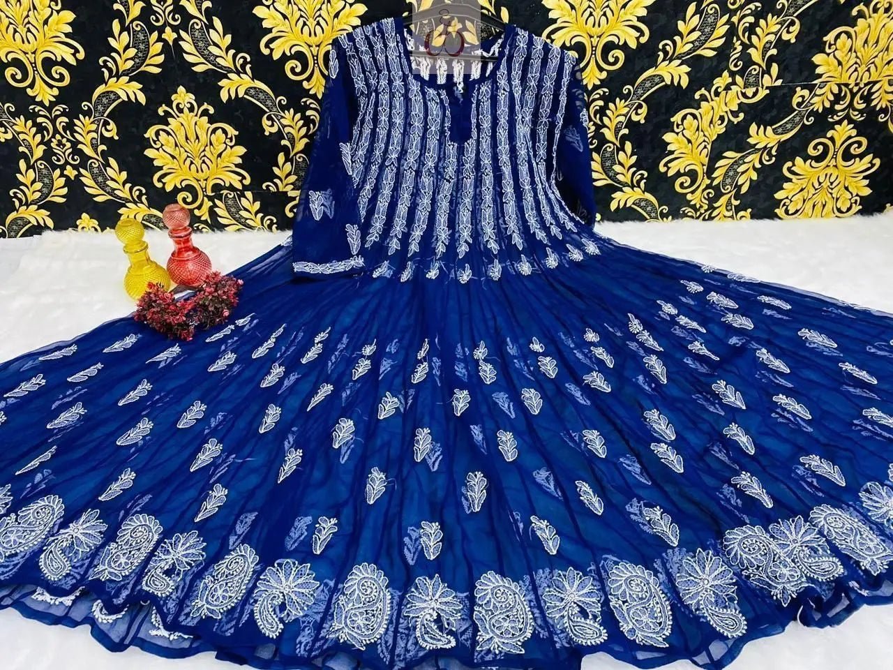 56 Kali Anarkali With A line inner - Chikankari official
