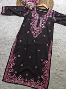 Dual thread black chikankari kurti with front and back work*
