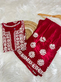 Heavy Rayon Chikankari Kurta Plazzo Set