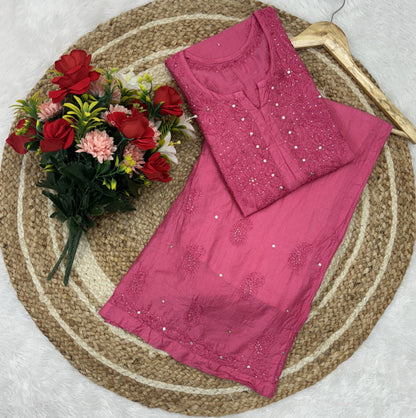 Lucknowi Ghass Patti Work Chanderi Kurti Plazzo Bharti Special