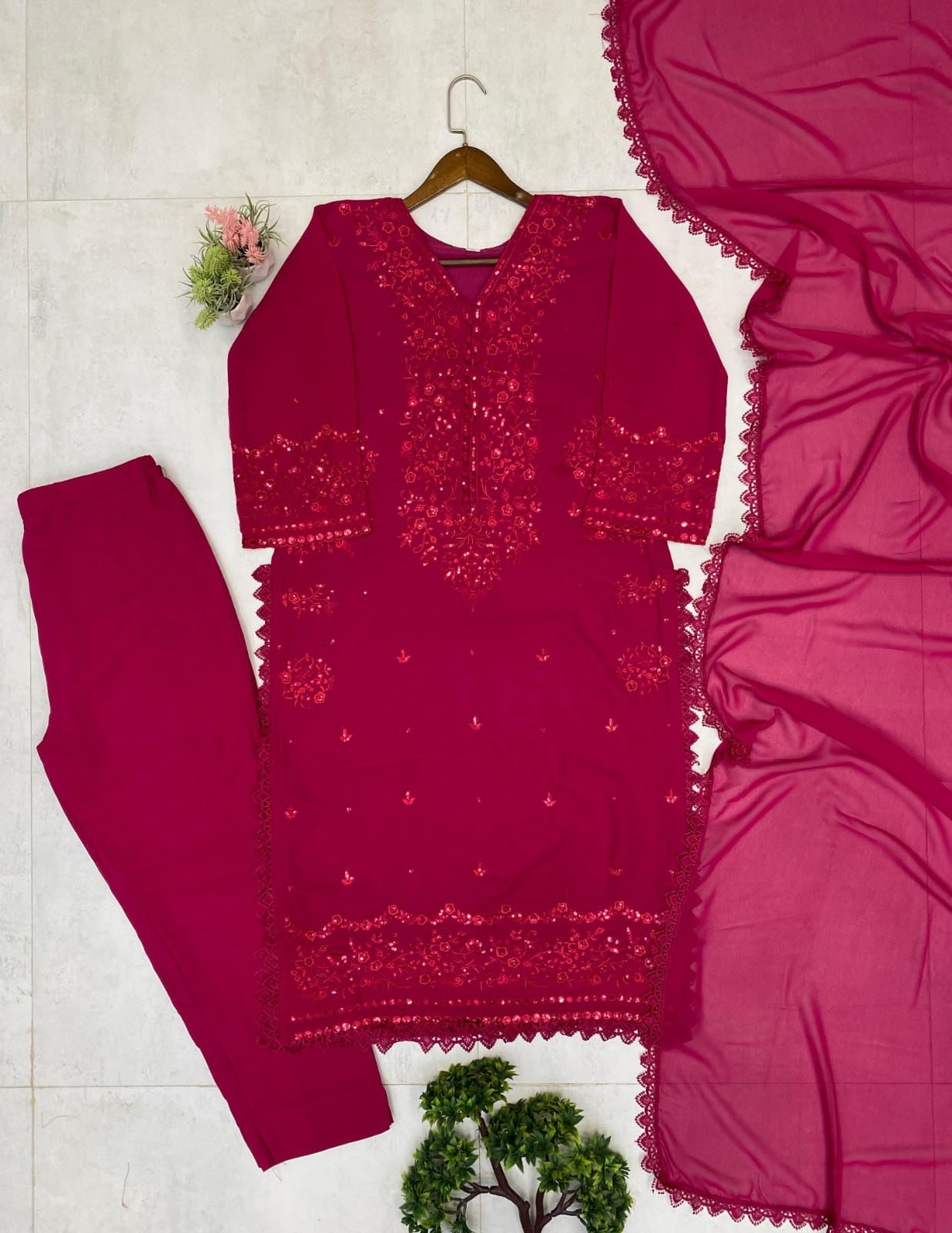 Georgette embroidered Fully worked suit Set