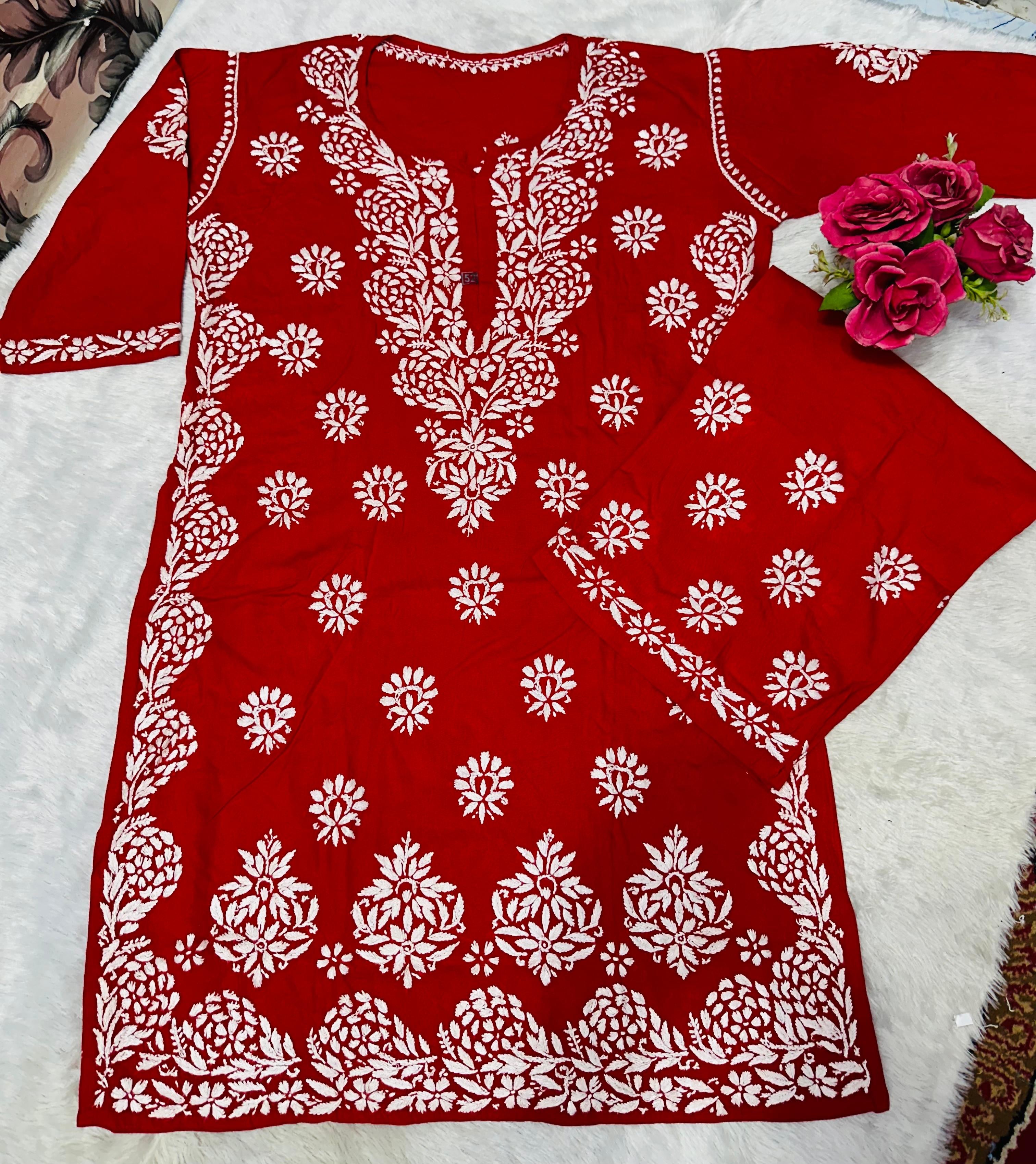 Big size Rayon White thread comfy Set