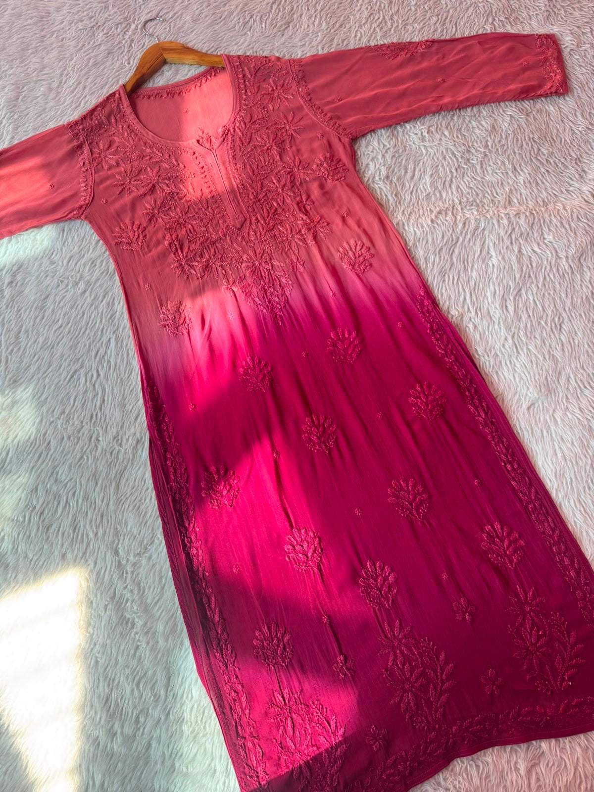 Viscose heavy Daman tone to Ombre Chikankari 2pc